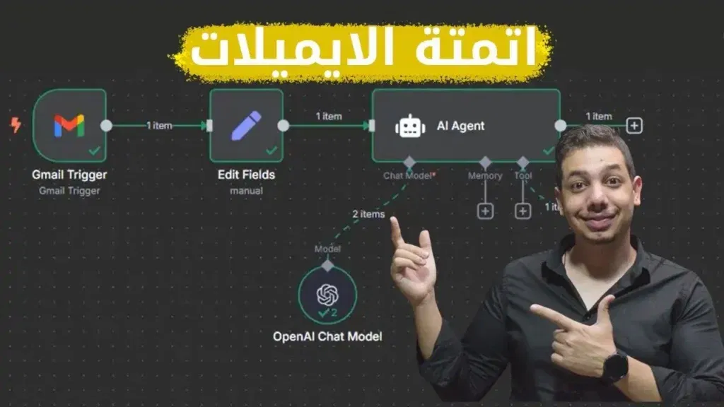 هل تعبت من الرد على الإيميلات اليومية؟ هل بتحس إن الوقت بيضيع في كتابة نفس الردود للعملاء أو المتابعين؟ لو بتستخدم Gmail، جهز نفسك لثورة تكنولوجية هتغير طريقة تواصلك بالكامل! 🤖 الذكاء الاصطناعي بيقوم بدورك... حرفيًا! مع تطور أدوات الذكاء الاصطناعي زي OpenAI ودمجها مع أدوات الأتمتة زي n8n، تقدر دلوقتي تبني AI Agent يرد على الإيميلات بدلًا منك، وبدقة وكفاءة أعلى كمان. ببساطة، الذكاء الاصطناعي بيقرأ الرسالة، يفهم سياقها، ويرد برد احترافي مخصص وكأنك أنت اللي كاتبه. 🛠️ إزاي بتشتغل العملية؟ العملية بسيطة لكنها عبقرية: Gmail Integration: تربط إيميلك Gmail بـ n8n. n8n Workflow: تبني ووركفلو أوتوماتيكي يستقبل الإيميلات الجديدة. OpenAI GPT Agent: كل رسالة بتتبعت لموديل الذكاء الاصطناعي لتحليلها والرد عليها. Reply Automatically: يتم إرسال الرد المناسب تلقائيًا من Gmail بدون أي تدخل منك. 💡 استخدامات عملية: الرد على استفسارات العملاء. متابعة الطلبات أو الشكاوى. إرسال عروض أو ردود مخصصة حسب الكلمات المفتاحية داخل الإيميل. جدولة الاجتماعات أو إرسال روابط الحجز. 🎯 مميزات النظام ده: يوفر وقت كبير بدل ما ترد بنفسك. يرفع كفاءة خدمة العملاء بردود فورية ودقيقة. سهل التخصيص لأي نشاط أو مجال. يدعم اللغة العربية والإنجليزية. 🧠 ليه تستخدم n8n مش أي أداة تانية؟ لأن n8n: أداة مجانية ومفتوحة المصدر. تدعم آلاف التكاملات مع Google, WhatsApp, Telegram، وغيرهم. تقدر تربطها بسهولة بـ OpenAI وتتحكم في كل خطوة. 🚀 مستقبل التواصل بدأ دلوقتي تخيل إن عملاءك يتلقوا ردود فورية ذكية، وانت نايم أو مشغول! الذكاء الاصطناعي مش بس بيساعدك، ده ممكن يدير لك البريد بالكامل. ابدأ النهاردة، وخلّي Gmail + OpenAI + n8n = مساعد شخصي لا ينام. 📌 كلمات مفتاحية (لـ SEO): الذكاء الاصطناعي للرد على الإيميلات، Gmail automation، n8n workflow، OpenAI GPT Agent، AI Agent للردود، أتمتة البريد الإلكتروني، الرد التلقائي باستخدام الذكاء الاصطناعي ✍️ الخلاصة: لو أنت صاحب بزنس، صانع محتوى، أو حتى موظف خدمة عملاء… مش لازم ترد على كل إيميل بنفسك. خلّي الذكاء الاصطناعي يشتغل عنك ويوفرلك وقتك ومجهودك.
